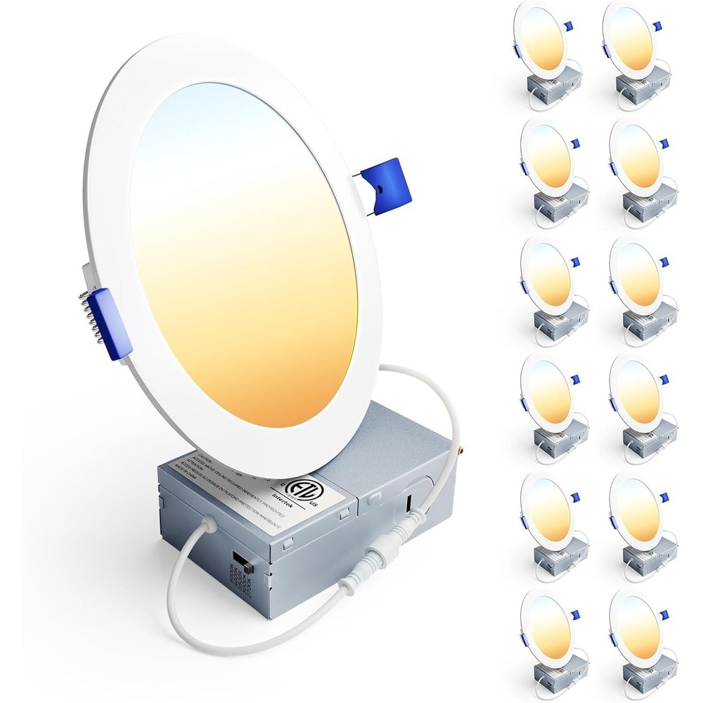 Ensenior 12-Pack 6" LED Recessed Lights – 5CCT 1050LM Dimmable Canles, IC Rated